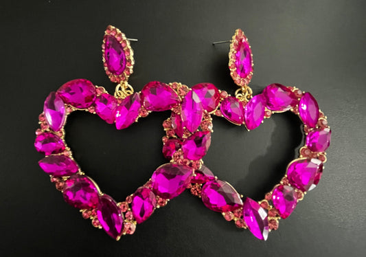 Gold & Pink Heart Earrings