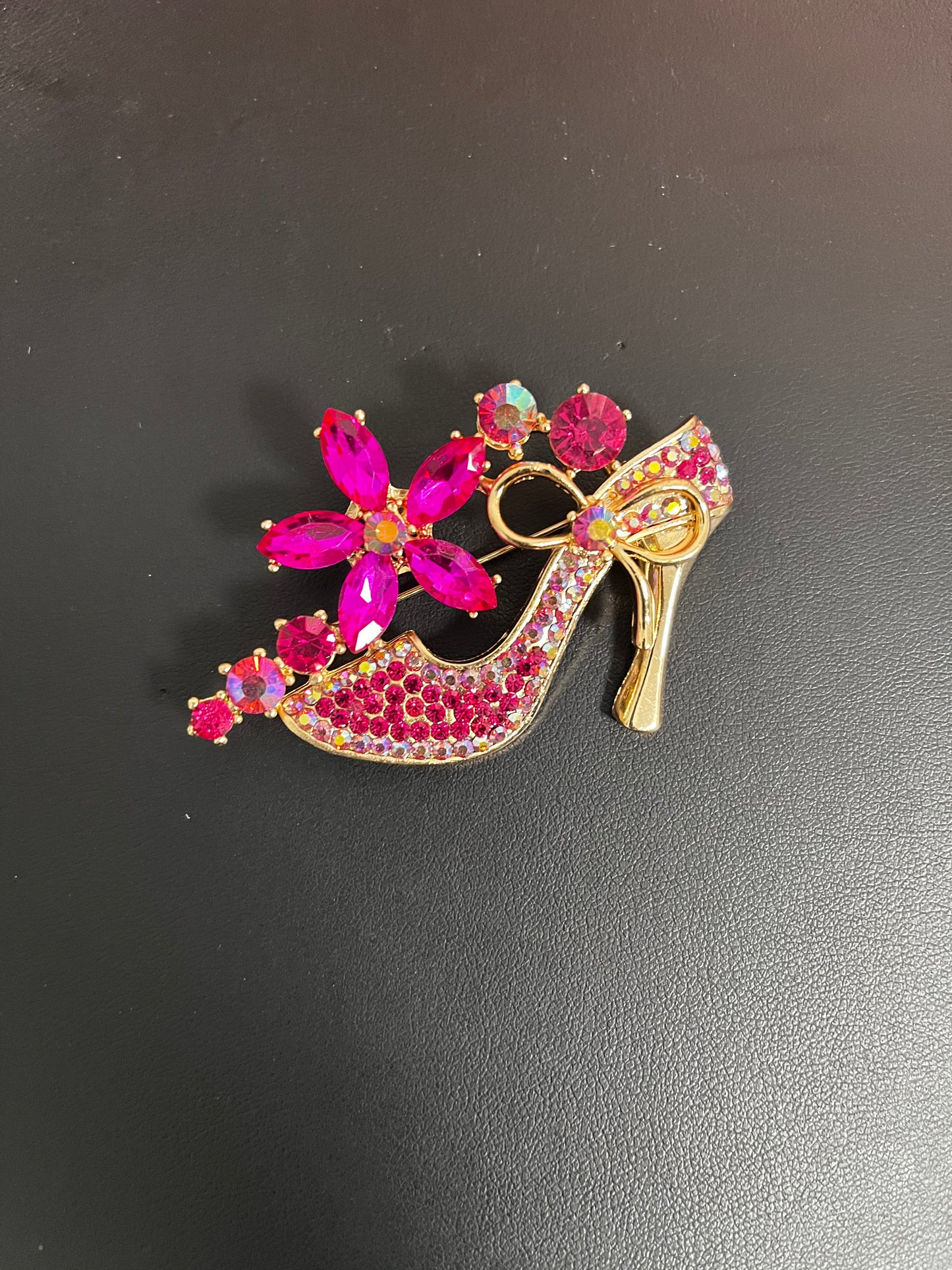 Gold Pink & AB Brooch