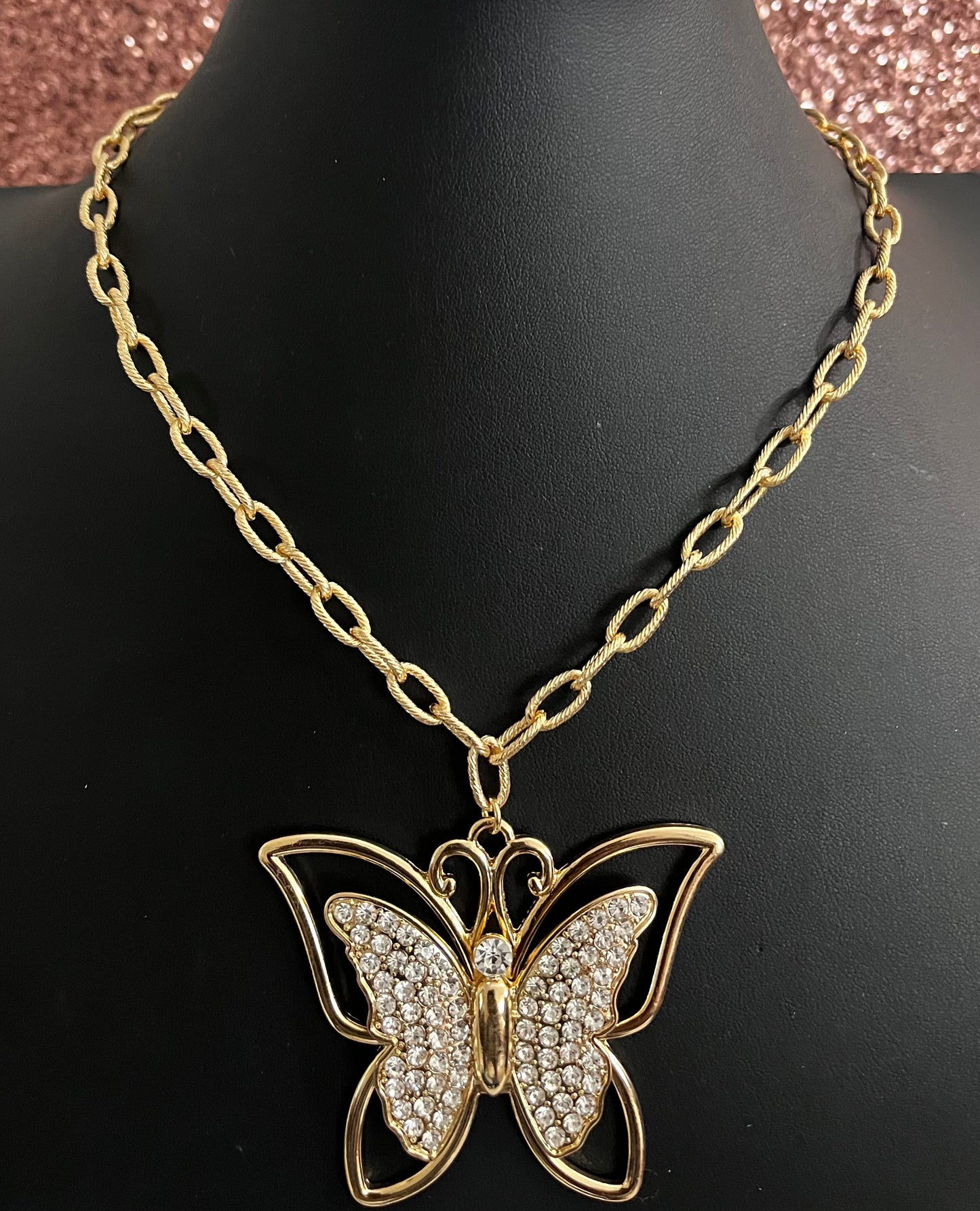 Bling Gold butterfly Neclace