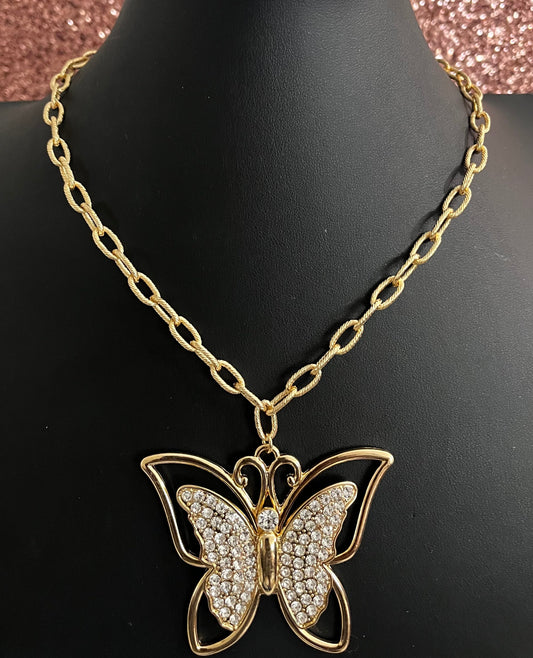 Bling Gold butterfly Neclace