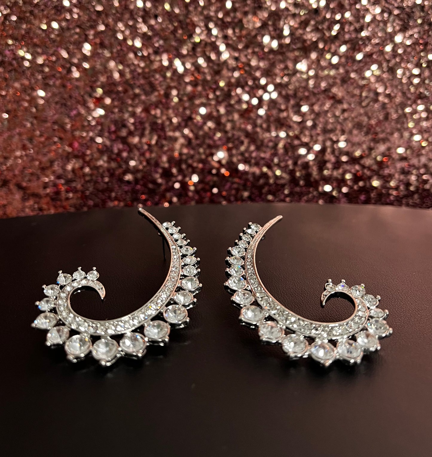 Unique bling Silver earrings