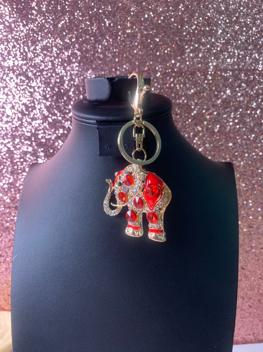 Gold Red Elephant keychain