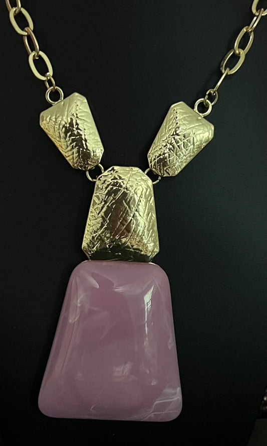 Pink  gold abstract necklace