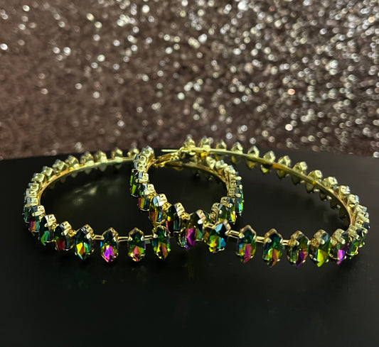 Gold Oil Spill Hoop Earrings