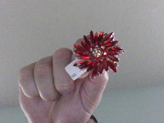 Gold iridescent Red Flower Ring
